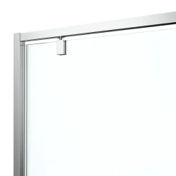 GoodHome Porte de douche pivotante axe excentré l.80 cm x H.195 cm, verre transparent, profilés alu chrome, Ledava