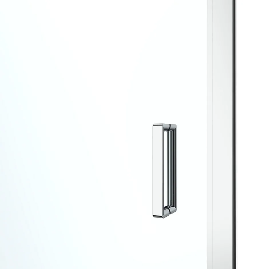 GoodHome Porte de douche pivotante axe excentré l.80 cm x H.195 cm, verre transparent, profilés alu chrome, Ledava