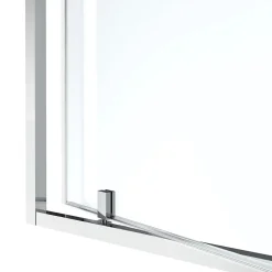 GoodHome Porte de douche pivotante axe excentré l.80 cm x H.195 cm, verre transparent, profilés alu chrome, Ledava