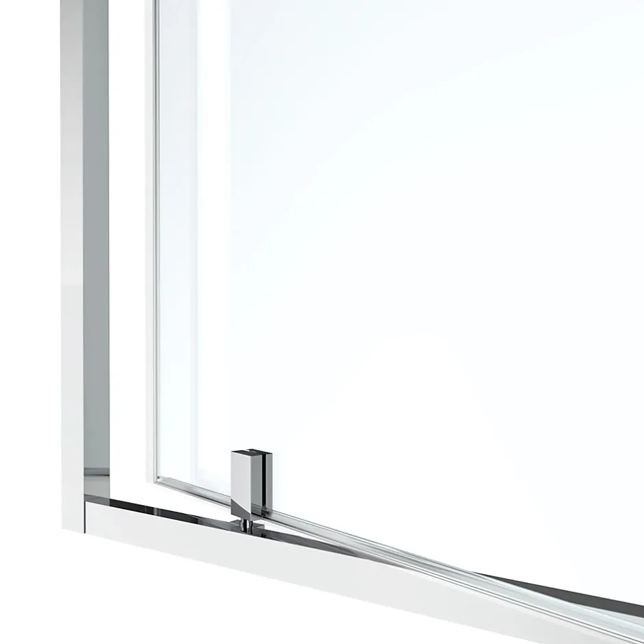 GoodHome Porte de douche pivotante axe excentré l.80 cm x H.195 cm, verre transparent, profilés alu chrome, Ledava