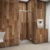 AICA Sanitaire Porte de douche pivotante 100cm en 6mm verre trempé clair Porte de douche Hauteur 185cm, poignée inox, grandes charnières