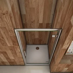 AICA Sanitaire Porte de douche pivotante 100cm en 6mm verre trempé clair Porte de douche Hauteur 185cm, poignée inox, grandes charnières
