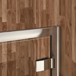 AICA Sanitaire Porte de douche pivotante 100cm en 6mm verre trempé clair Porte de douche Hauteur 185cm, poignée inox, grandes charnières