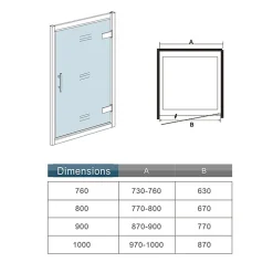 AICA Sanitaire Porte de douche pivotante 100cm en 6mm verre trempé clair Porte de douche Hauteur 185cm, poignée inox, grandes charnières