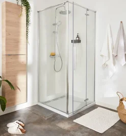 GoodHome Porte de douche pivotante Ezili transparent alu brossé 90 cm* Porte De Douche