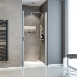 Schulte Porte de douche pivotante l.80 x H.180 cm, verre transparent, profilé blanc, Sunny I* Porte De Douche