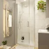 GoodHome Porte de douche pivotante l.90 x H.195 cm, verre transparent, profilés alu chrome, Ledava* Porte De Douche