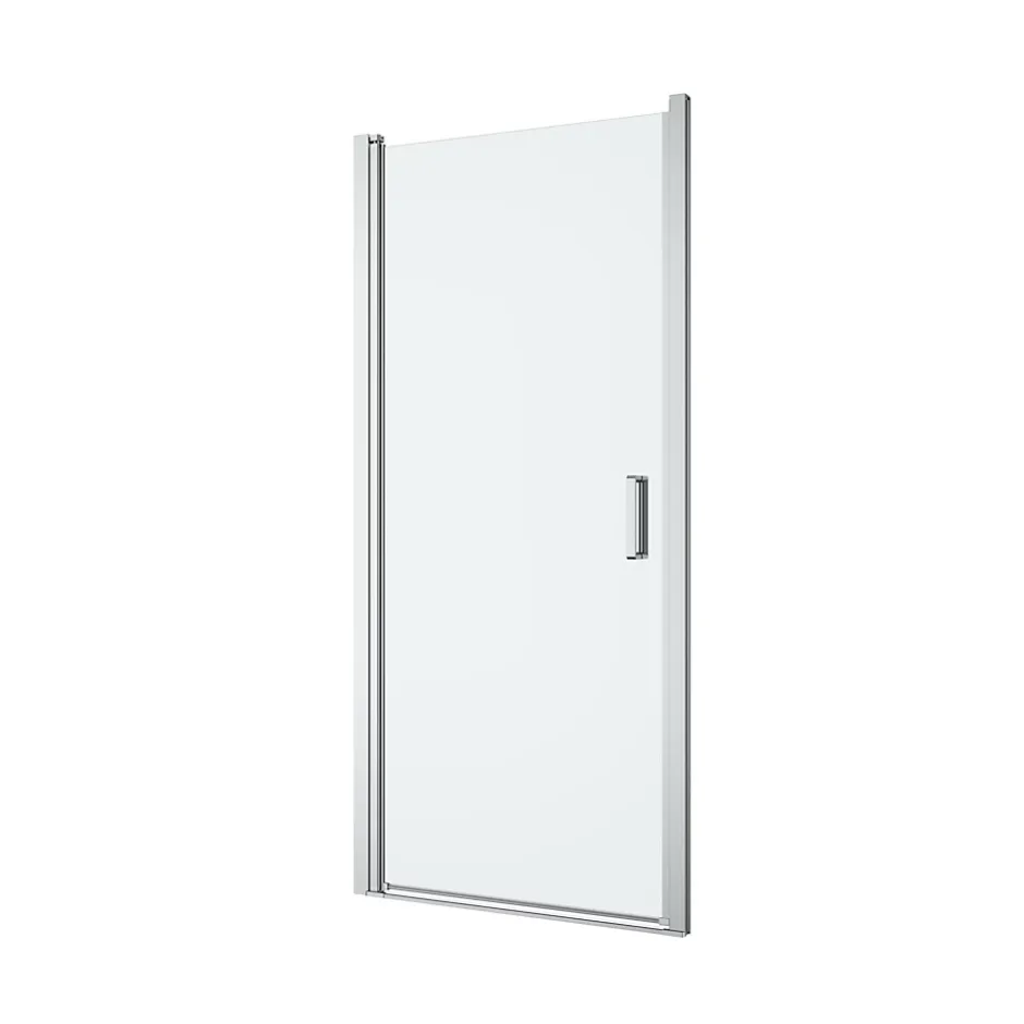 GoodHome Porte de douche pivotante l.90 x H.195 cm, verre transparent, profilés alu chrome, Ledava* Porte De Douche