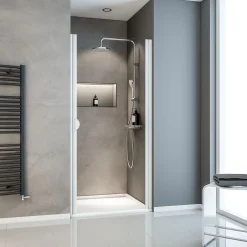 Schulte Porte de douche pivotante l.80 x H.180 cm, verre transparent, profilé alu-argenté, Sunny I* Porte De Douche