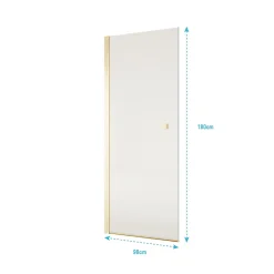Aurlane Porte de Douche Pivotante 90x180 cm en Verre Trempe 5 mm - Finition Or Brosse - GOLD ELEMENTARY