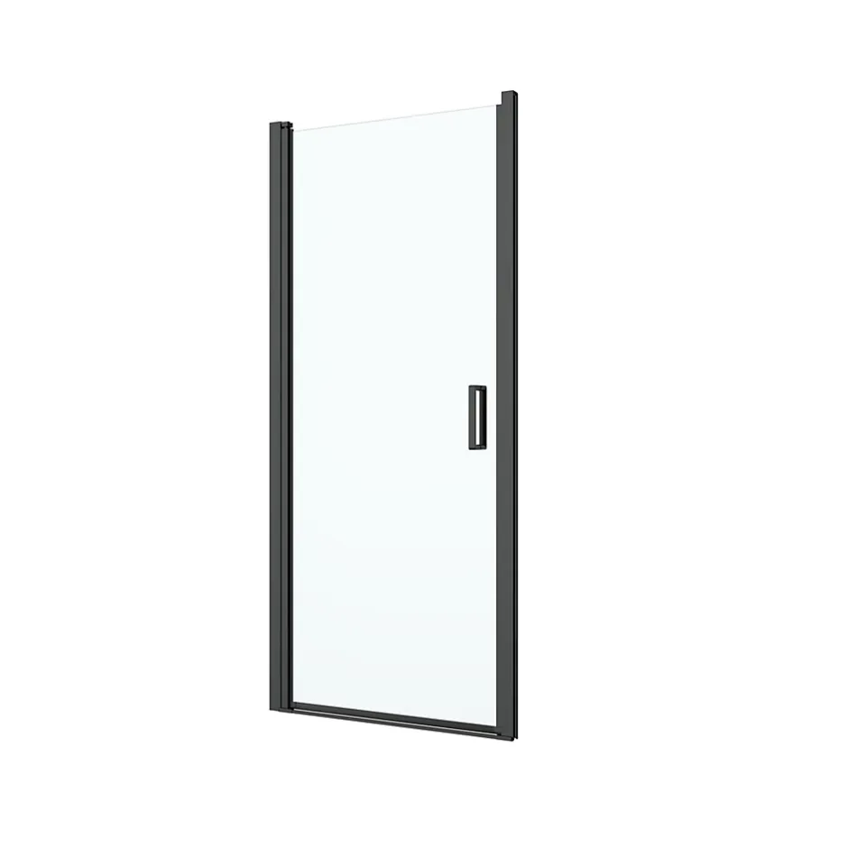 GoodHome Porte de douche pivotante l.80 x H.195 cm, verre transparent, profilés alu noir, Ledava* Porte De Douche
