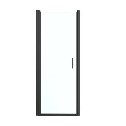GoodHome Porte de douche pivotante l.80 x H.195 cm, verre transparent, profilés alu noir, Ledava* Porte De Douche