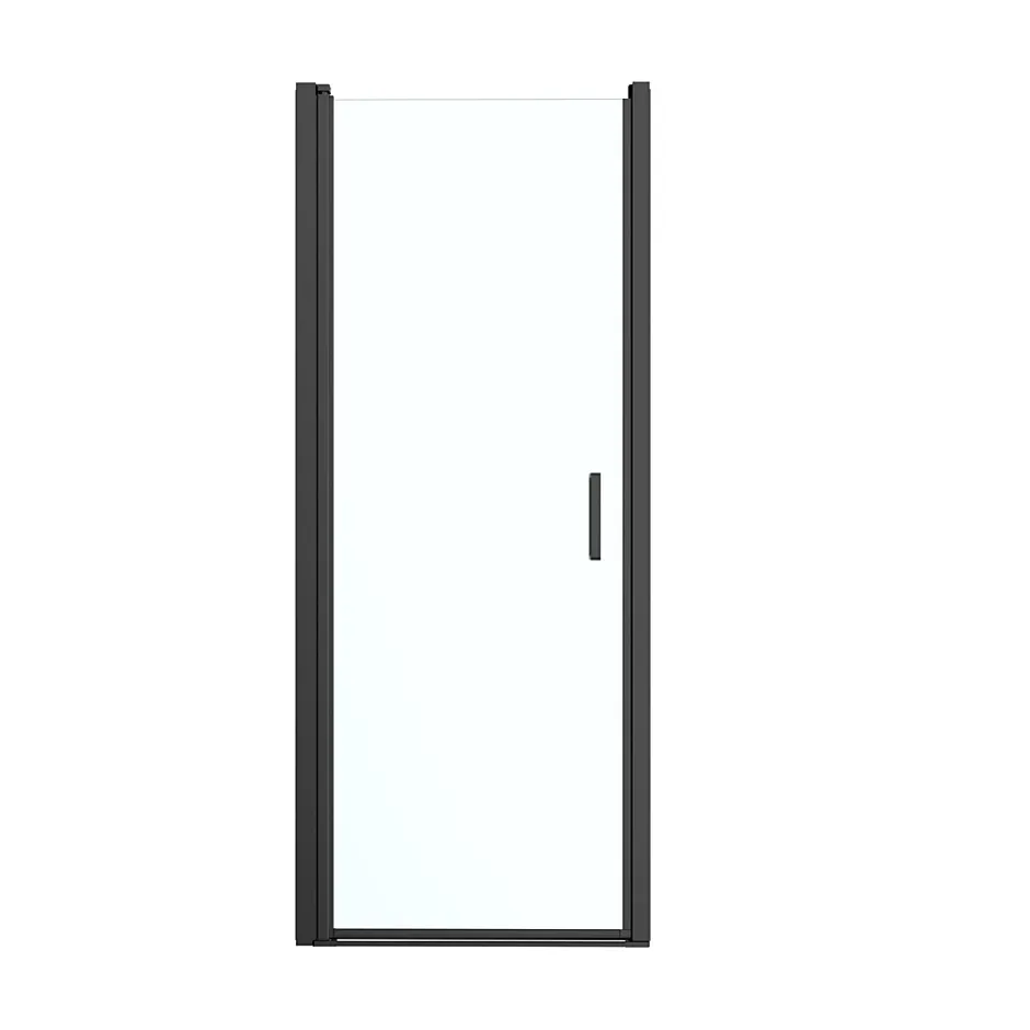 GoodHome Porte de douche pivotante l.80 x H.195 cm, verre transparent, profilés alu noir, Ledava* Porte De Douche