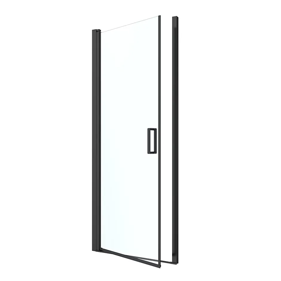 GoodHome Porte de douche pivotante l.80 x H.195 cm, verre transparent, profilés alu noir, Ledava* Porte De Douche