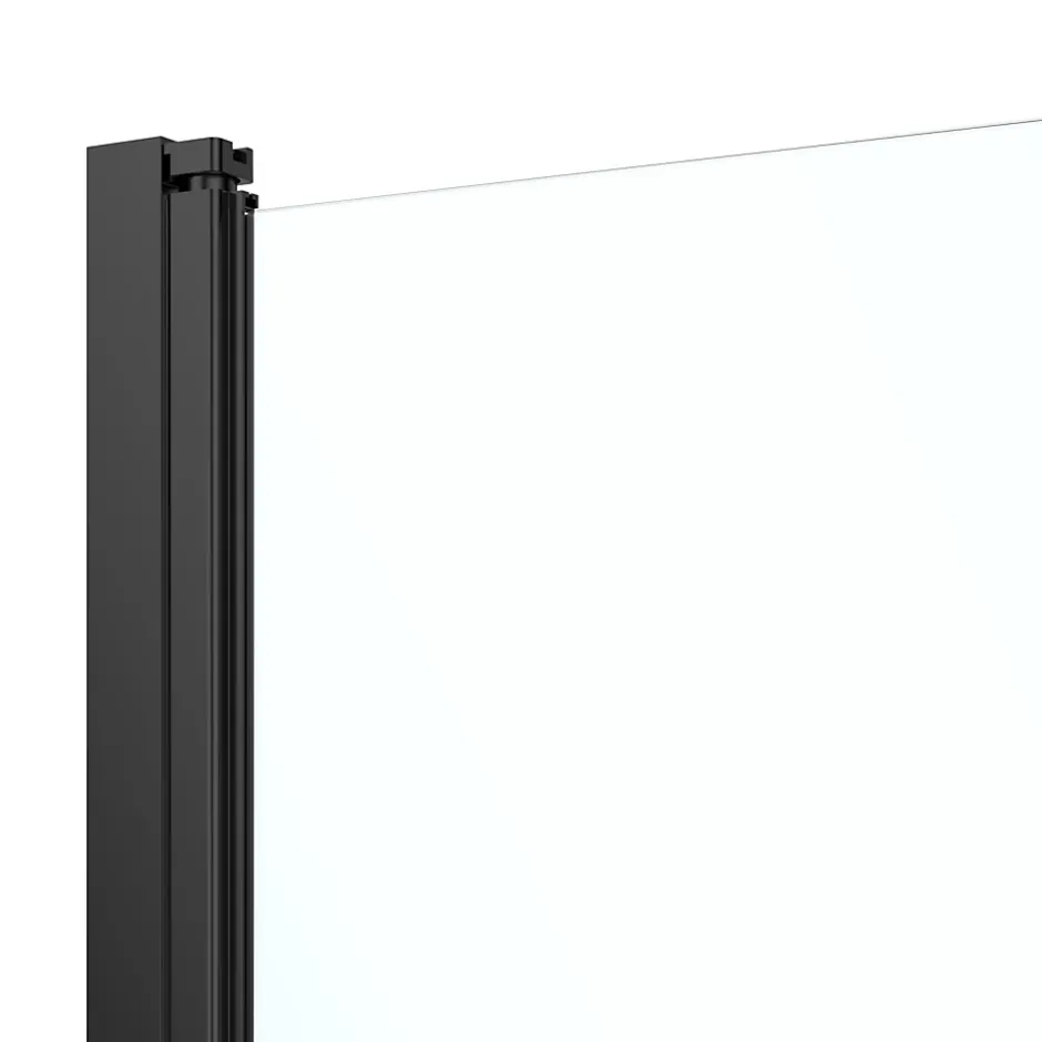 GoodHome Porte de douche pivotante l.80 x H.195 cm, verre transparent, profilés alu noir, Ledava* Porte De Douche