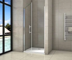 AICA Sanitaire Porte de douche pivotante 90x180cm en 6mm verre anticalcaire porte de douche Hauteur 180cm Installation en niche* Porte De Douche