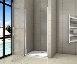 AICA Sanitaire Porte de douche pivotante 90x180cm en 6mm verre anticalcaire porte de douche Hauteur 180cm Installation en niche* Porte De Douche