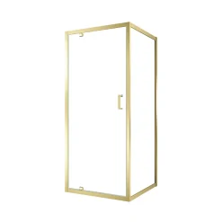 Galedo Porte de douche pivotante et paroi fixe l.80 x 80 x H.200 cm profilés doré brossé, Factory