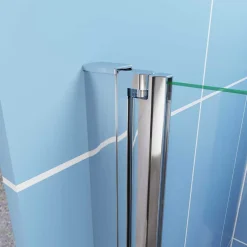 AICA Sanitaire Porte de Douche Pivotante 70x185cm en 6mm verre bande central Dépoli et Anticalcaire - Installation à gauche en niche* Porte De Douche