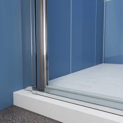 AICA Sanitaire Porte de Douche Pivotante 70x185cm en 6mm verre bande central Dépoli et Anticalcaire - Installation à gauche en niche* Porte De Douche