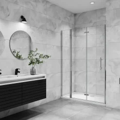 AICA Sanitaire Porte De douche pivotante 120x185cm en 6mm verre anticalcaire porte de douche pliante avec un élément fixe
