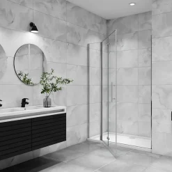 AICA Sanitaire Porte De douche pivotante 120x185cm en 6mm verre anticalcaire porte de douche pliante avec un élément fixe