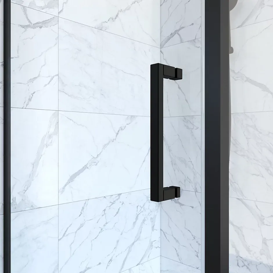 Aurlane Porte de douche Pivotante et retour 90x90x200 - Profilés noir mat - CRUSH PIVOTANTE* Porte De Douche