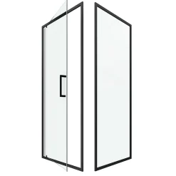 Aurlane Porte de douche Pivotante et retour 90x90x200 - Profilés noir mat - CRUSH PIVOTANTE* Porte De Douche