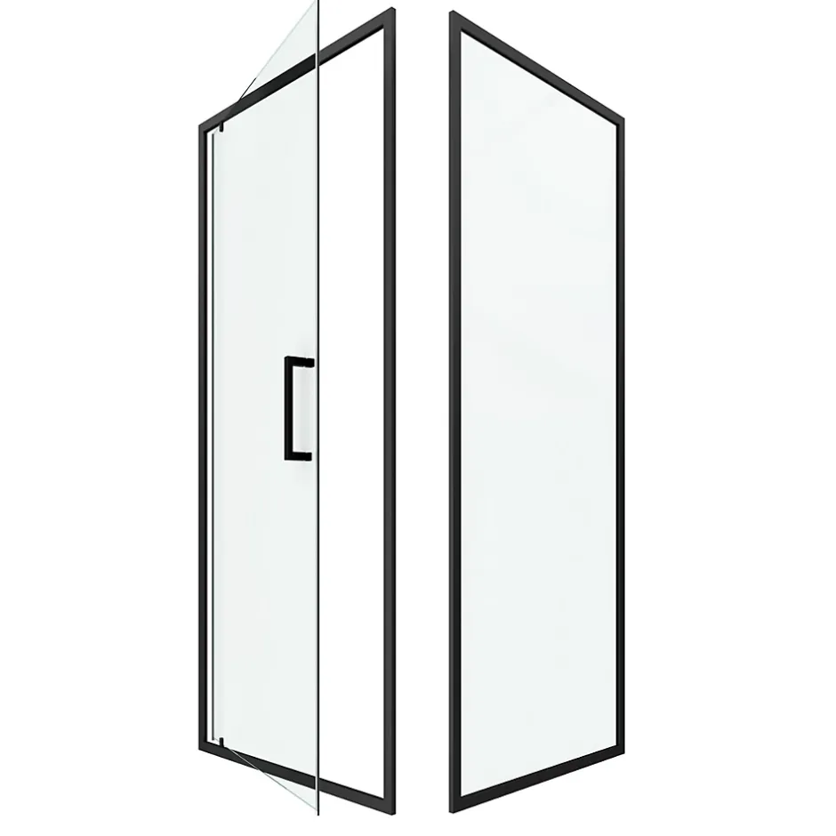 Aurlane Porte de douche Pivotante et retour 90x90x200 - Profilés noir mat - CRUSH PIVOTANTE* Porte De Douche