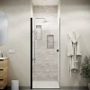 Aurlane Porte de Douche pivotante 90x180 cm en Verre Trempe 5 mm - Finition Noire - DARK ELEMENTARY