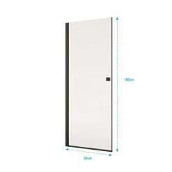 Aurlane Porte de Douche pivotante 90x180 cm en Verre Trempe 5 mm - Finition Noire - DARK ELEMENTARY