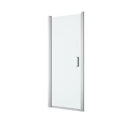 GoodHome Porte de douche pivotante l.80 x H.195 cm, verre transparent, profilés alu chrome, Ledava