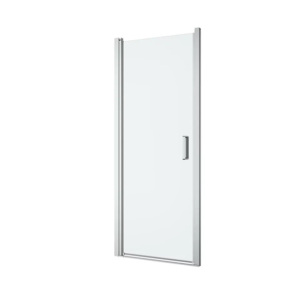 GoodHome Porte de douche pivotante l.80 x H.195 cm, verre transparent, profilés alu chrome, Ledava