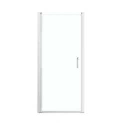 GoodHome Porte de douche pivotante l.80 x H.195 cm, verre transparent, profilés alu chrome, Ledava