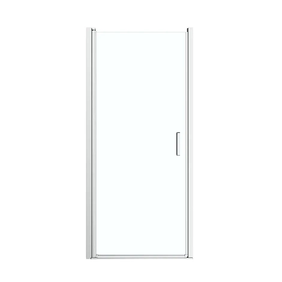 GoodHome Porte de douche pivotante l.80 x H.195 cm, verre transparent, profilés alu chrome, Ledava