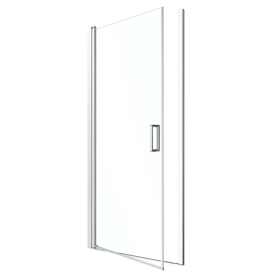 GoodHome Porte de douche pivotante l.80 x H.195 cm, verre transparent, profilés alu chrome, Ledava