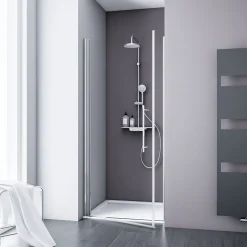 Schulte Porte de douche pivotante en niche, l.60 x H.192 cm, verre transparent, profilé chromé, NewStyle