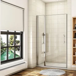 AICA Sanitaire Porte De Douche Pivotante 120x187cm Porte De Douche Avec 1 élément Fixe En 6mm Verre Anticalcaire* Porte De Douche