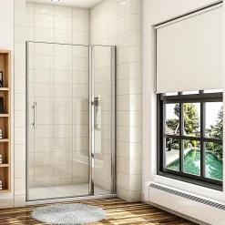 AICA Sanitaire Porte De Douche Pivotante 120x187cm Porte De Douche Avec 1 élément Fixe En 6mm Verre Anticalcaire* Porte De Douche
