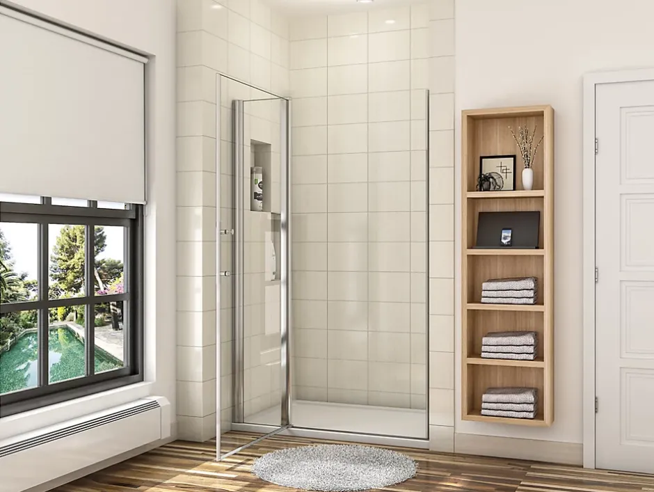 AICA Sanitaire Porte De Douche Pivotante 120x187cm Porte De Douche Avec 1 élément Fixe En 6mm Verre Anticalcaire* Porte De Douche