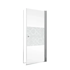 Schulte Porte de douche pivotante l.90 x H.192 cm, verre transparent anticalcaire, décor Cercles, profilé chromé, NewStyle