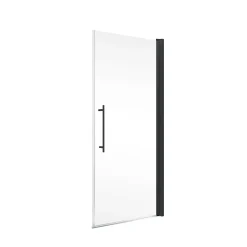 Schulte Porte de douche pivotante l.70 x H.192 cm, verre transparent anticalcaire, profilé noir mat, NewStyle