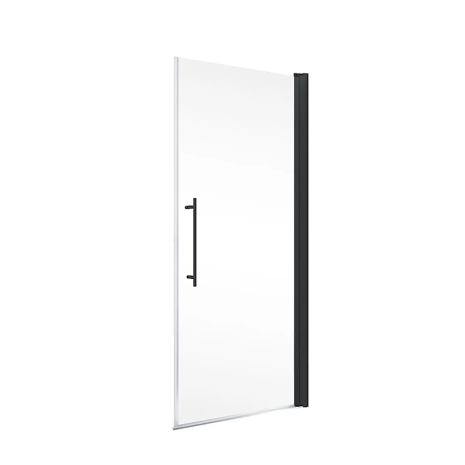 Schulte Porte de douche pivotante l.70 x H.192 cm, verre transparent anticalcaire, profilé noir mat, NewStyle