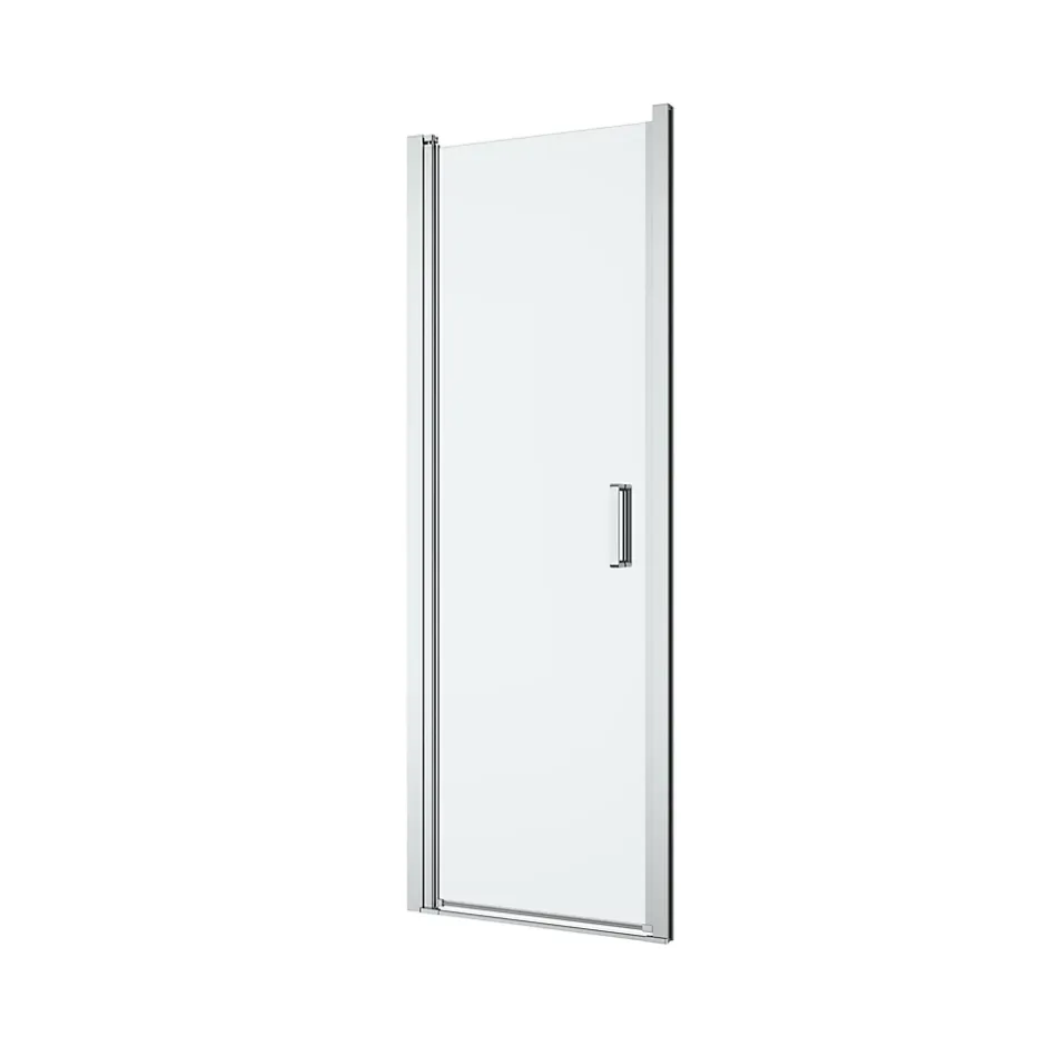 GoodHome Porte de douche pivotante l.70 x H.195 cm, verre transparent, profilés alu chrome, Ledava