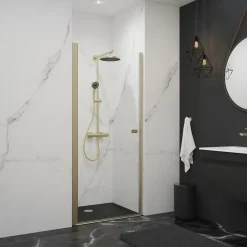 Schulte Porte de douche pivotante en niche, l.80 x H.192 cm, verre transparent, profilé or, NewStyle