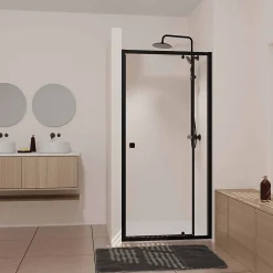 Aurlane Porte de douche Pivotante Noir 70-80x185cm - Extensible de 69 à 80 cm - BLACK SLIDE 70 80* Porte De Douche