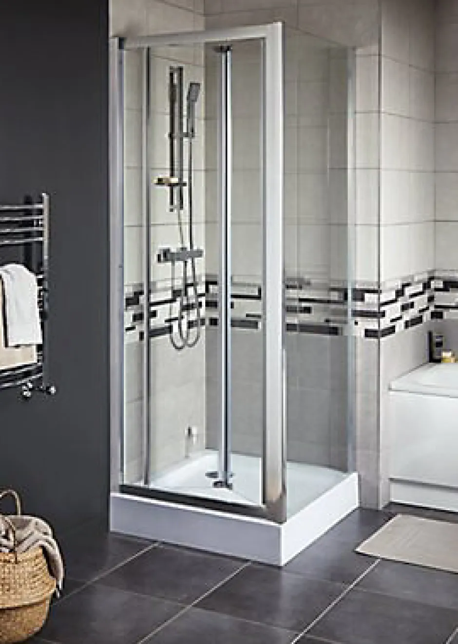 Cooke & Lewis Porte de douche pliante Onega transparent 80 cm