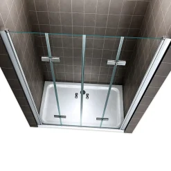 Saniverre Porte de douche pliante EMMY H.195 largeur réglable 112 à 116 cm verre transparent -* Porte De Douche