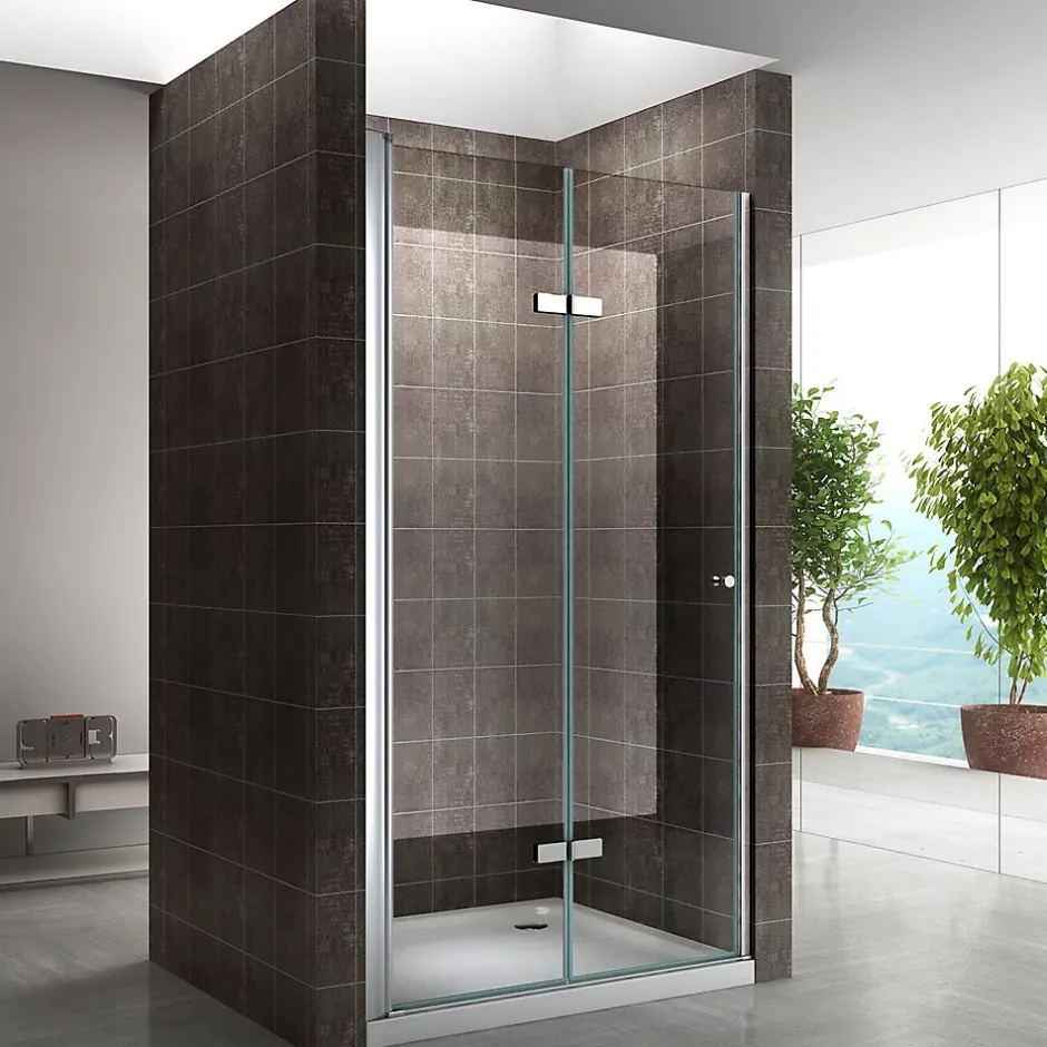 Saniverre Porte de douche pliante MONA H.195 - largeur réglable de 84 à 88 cm verre transparent -