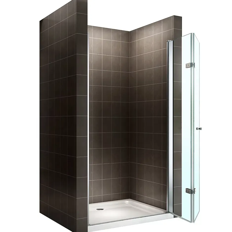 Saniverre Porte de douche pliante MONA H.195 - largeur réglable de 84 à 88 cm verre transparent -